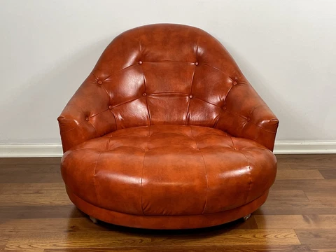 Vintage Mid-Century Modern Ward Bennett Tufted Lounge Chair on Casters-We Ship $ Cover