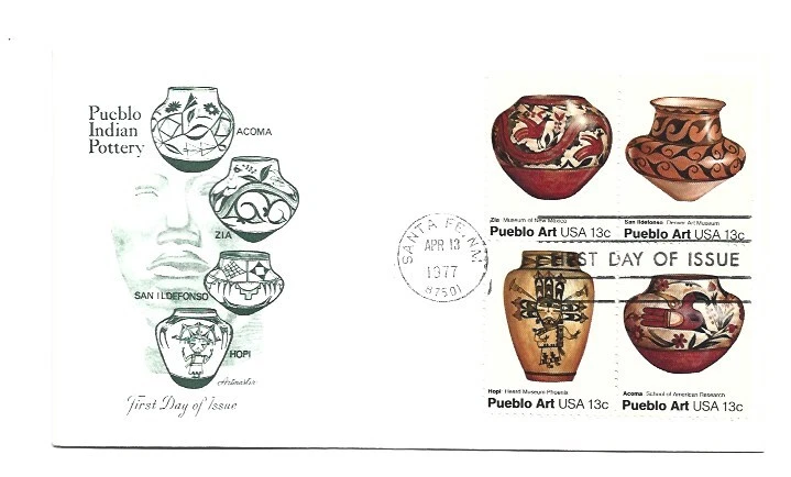 1706-09 Pueblo Indian Pottery Artmaster block of 4 FDC - Image 1 of 1