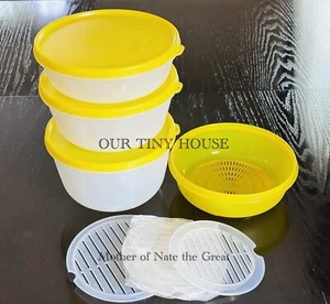 Tupperware Modulares Schüssel-Set mit Sieb & Gittereinsätzen gelb 1699, 1700, 1701 - Bild 1 von 10