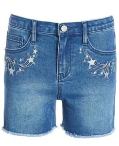 Epic Threads Comet Denim Shorts Big Girls 7 Sky Light Embroidered Button Zip - Picture 1 of 18