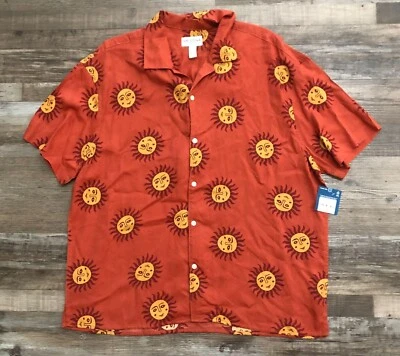 Camisa Arizona Para Hombres Grande Naranja Estampado Sol Abotonada Nueva con Etiquetas Foto 1 de 4