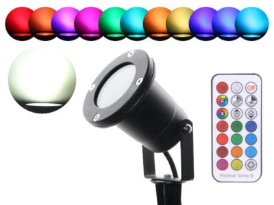LED Outdoor Strahler RGB+kaltweiss 3W IP65 230V Memory Funktion Gartenstrahler - Bild 1 von 4