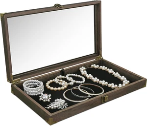 Schmuckvitrine aus Holz mit Deckel aus Hartglas KOSTENLOSER VERSAND - Bild 1 von 11