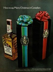 1968 Vintage Print Ad How to say Merry Christmas in Candian Lord Calvert Whisky - Picture 1 of 2