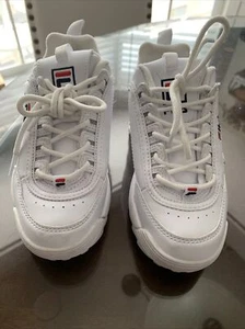 FILA Kids White Disrupter II Sneaker FW02945-111 - Size Youth 1 2108-a4 - Picture 1 of 8