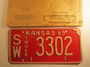 *Unused* LICENSE PLATE Truck Tag 1965 KANSAS SW 3302 Seward County [Z270B] - Picture 1 of 1