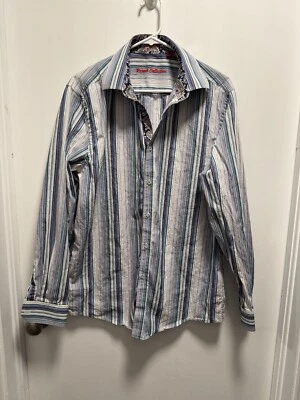 EUC Report Collection Colorful Striped Button Down Long Sleeve Flip Cuff Size L - Image 1 of 4