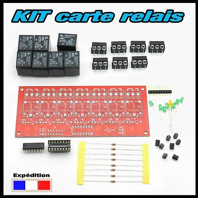 K7CR# carte 7 relais en KIT 5v, 9v ou 12V pour projet Arduino , rasberry ... - Photo 1/2