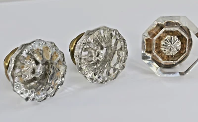 Vintage Heavy Glass Door Knobs Set of three Architectural Salvage - Image 1 of 4