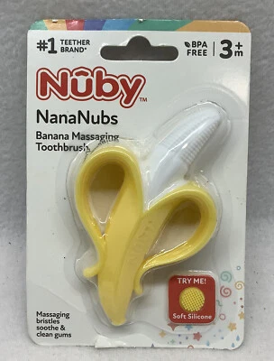 Nuby NanaNubs Baby Banana Teething Toothbrush 3+ Months BPA Free - Image 1 of 2