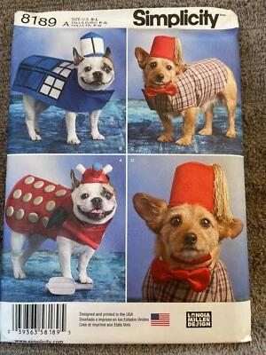 Simplicity Pattern 8189 ~ Dog Costume/Cosplay DR WHO Inspired Clothes in 3 Sizes - Image 1 of 2