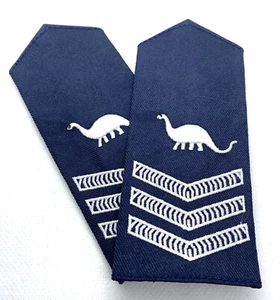 Police Rank Epaulette, NSW SGT Dinosaur, White On Blue, 2 Items (1 x Pair) - Picture 1 of 8