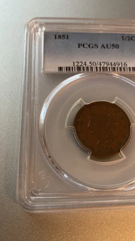 1851 PCGS 1/2 Cent AU 50 Cover