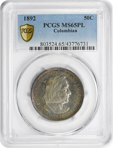 Columbian Commemorative Silver Half Dollar 1892 MS65PL PCGS Cover