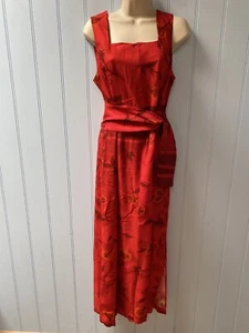 Worthington Sleeveless Back Zip Removable Belt Tropical Maxi Dress Size 8 - Picture 1 of 10