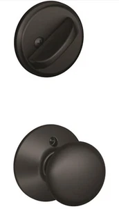 Schlage Inside Handleset Only F59 PLY 622 Plymouth W/Deadbolt Matte Black - Picture 1 of 7