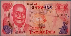 BOTSWANA 20 PULA NOTE, P 27 b , 2006 ISSUE - Picture 1 of 2