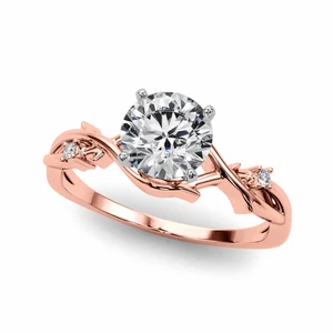 Diamond Engagement Ring IGI GIA Lab Created Round Cut 1.06 Ct 18K Rose Gold Band - Picture 1 of 9