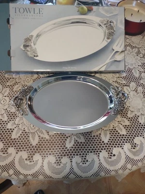 Toalla Plateros 18 Pulgadas Bandeja Ovalada para Servir Mango Hoja de Uva Foto 1 de 4