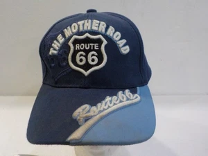 Route 66 The Mother Road Embroidered Blue/White Strap Back Hat Ball Cap OSFA - Picture 1 of 7