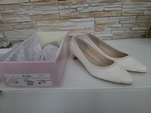 Rainbow Club Demi Brautschuhe Hochzeit Satin Pumps Gr. 42 Ivory / Vintage Lace - Bild 1 von 1