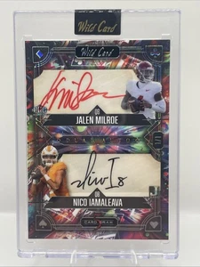 NICO IAMALEAVA & JALEN MILROE RC 2024 WILD CARD 5 CARD DRAW DUAL AUTO 1/1 - Picture 1 of 3