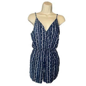 One Clothing blue white aztec print fully lined romper size L - Picture 1 of 5