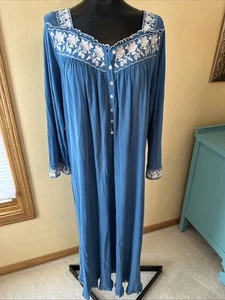 Camisón Eileen West Algodón Modal Tejido Manga Larga Cottagecore M Azul - Imagen 1 de 3