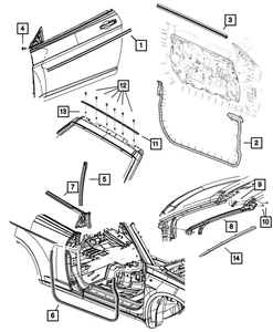 Genuine Mopar Front Door Opening Weatherstrip Right 1EK86XXXAD - Picture 1 of 4