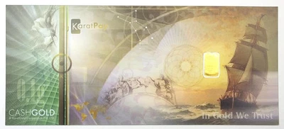 Billete de barra de oro fino Nadir de 1/10 gramos de Karatbars en efectivo de oro 999,9 Foto 1 de 4