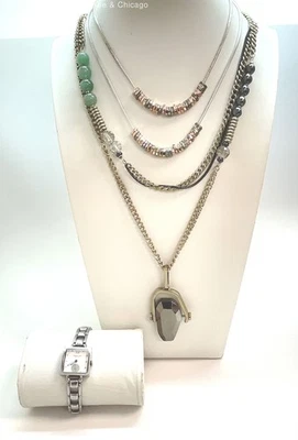 Kenneth Cole Mixed Metals Semi-Precious Stones Necklaces & Watch 176.3g - Image 1 of 4