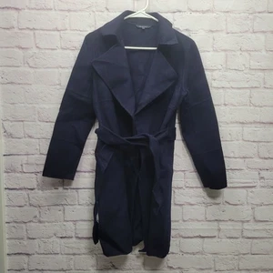Chaqueta Gamuza Beartwo Azul Marino Talla S/M Abrigo Cálido Cinturón Ropa Exterior Suave - Imagen 1 de 7