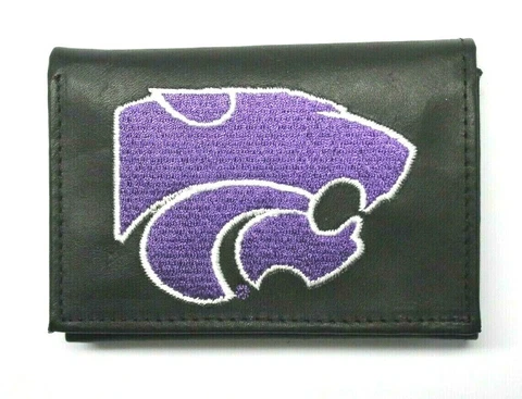 Kansas State University Embroidered Leather Trifold Wallet by Rico -Black NIB Cover