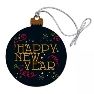 Feliz Año Nuevo Madera Árbol de Navidad Adorno de Vacaciones - Imagen 1 de 6