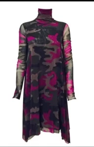 Selten: Jean Paul Gaultier Soleil Camouflage Rollkragenpullover langärmeliges Kleid groß - Bild 1 von 9