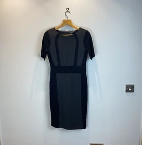 Austin Reed Dress UK12 Black Tweed Workwear Lined Fitted Soft Stretch Jersey - Picture 1 of 15