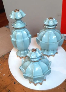 FRANCE PORCELAINE DE PARIS FINE '800 INIZIO '900 TRE BARATTOLI BAGNO - Foto 1 di 14