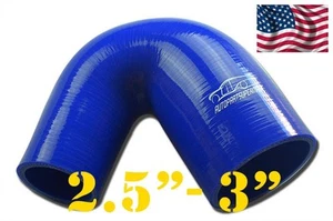 4PLY Silicone Joiner 135 Degree Elbow intake Hose 64mm - 76mm 2 1/2"- 3" Blue - Picture 1 of 7
