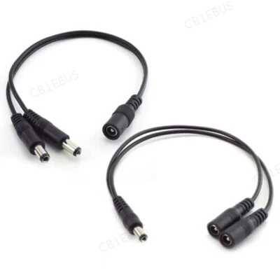 2Way DC Power Splitter Cable Adapter Female Male CCTV Camera DVR LED strip CB1 - Image 1 of 4