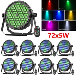72x5W LED RGB Stage PAR Light DMX Party DJ Disco Show Lighting Effect w/ Remote - Picture 1 of 19
