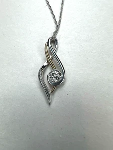 Kay Jewelers 10K & 925 Sterling Silver Diamond Accent Necklace Pendant Chain NEW - Picture 1 of 7