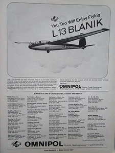 12/1977 PUB OMNIPOL PLANEUR L-13 BLANIK PRAHA VOL A VOILE SOARING ORIGINAL AD - Picture 1 of 1