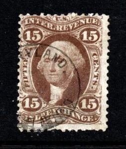 R40c FVF SOUND 15 CENT PERFORATED FIRST REVENUE STAMP, HANDSTAMP CANCEL - Picture 1 of 1