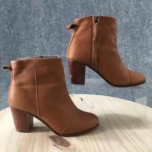 Toms Boots Damen 8 Lunata Stiefeletten braun Leder Absätze seitlicher Reißverschluss lässig - Bild 1 von 18