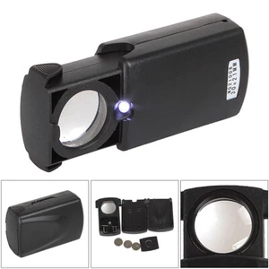 30X Pocket Magnifying Magnifier Jeweler Eye Glass Loupe Loop LED Light Source US - Picture 1 of 12