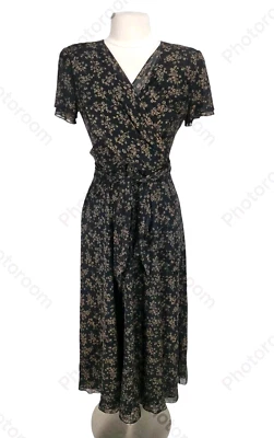 Maxi Vestido Floral 100% Seda Transparente DANA BUCHMAN Mujer Talla 6 Vantage y2k Foto 1 de 4