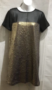 MISS SELFRIDGE WOMENS BLACK/GOLD SHORT SLEEVE FORMAL DRESS SIZE: 8/36 (WD208) - Picture 1 of 12
