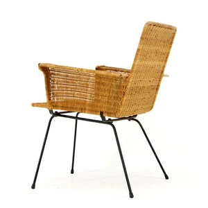 Retro Vintage Danish Wicker Desk Side Chair Office Armchair 60s Mid Century 70s - Picture 1 of 1
