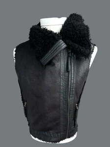 Forever 21 Moto Vest Womens MEDIUM Faux Leather Black Biker Edgy Rocker Grunge - Picture 1 of 12