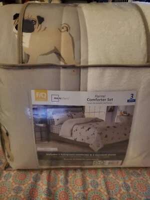 Mainstay Dog Cozy FLannel Reverse to Super Soft Sherpa Comforter Set, Full/Queen - Image 1 of 4